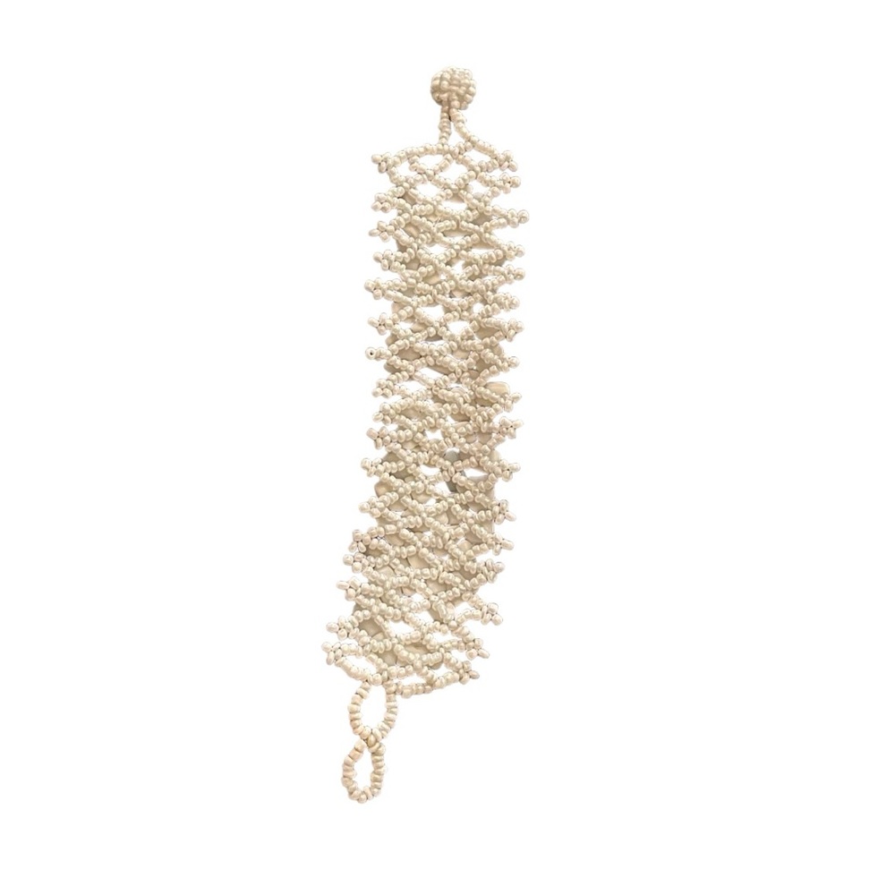 Hand Beaded White Stone Wrap Bracelet
